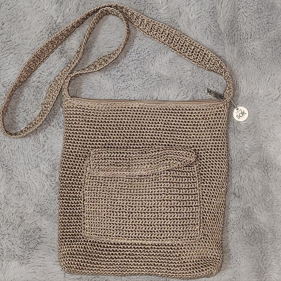 The Sak Taupe Crochet CROSSBODY Shoulder Bag - Picture 2 of 4